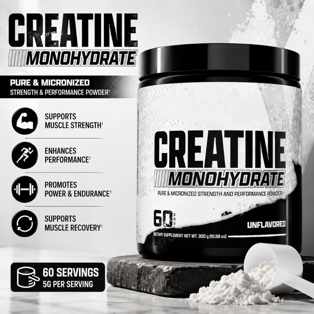 Creatine Monohydrate Powder - Bubuk Creatine Monohydrate Mikronisasi 300g 60