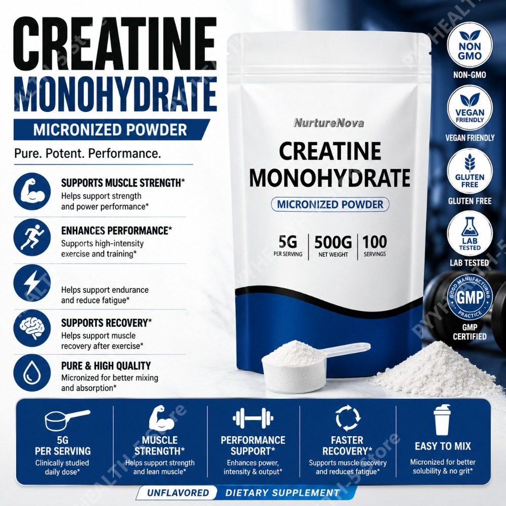 Creatine Monohydrate Powder - Bubuk Creatine Monohydrate Mikronisasi 500g, 100