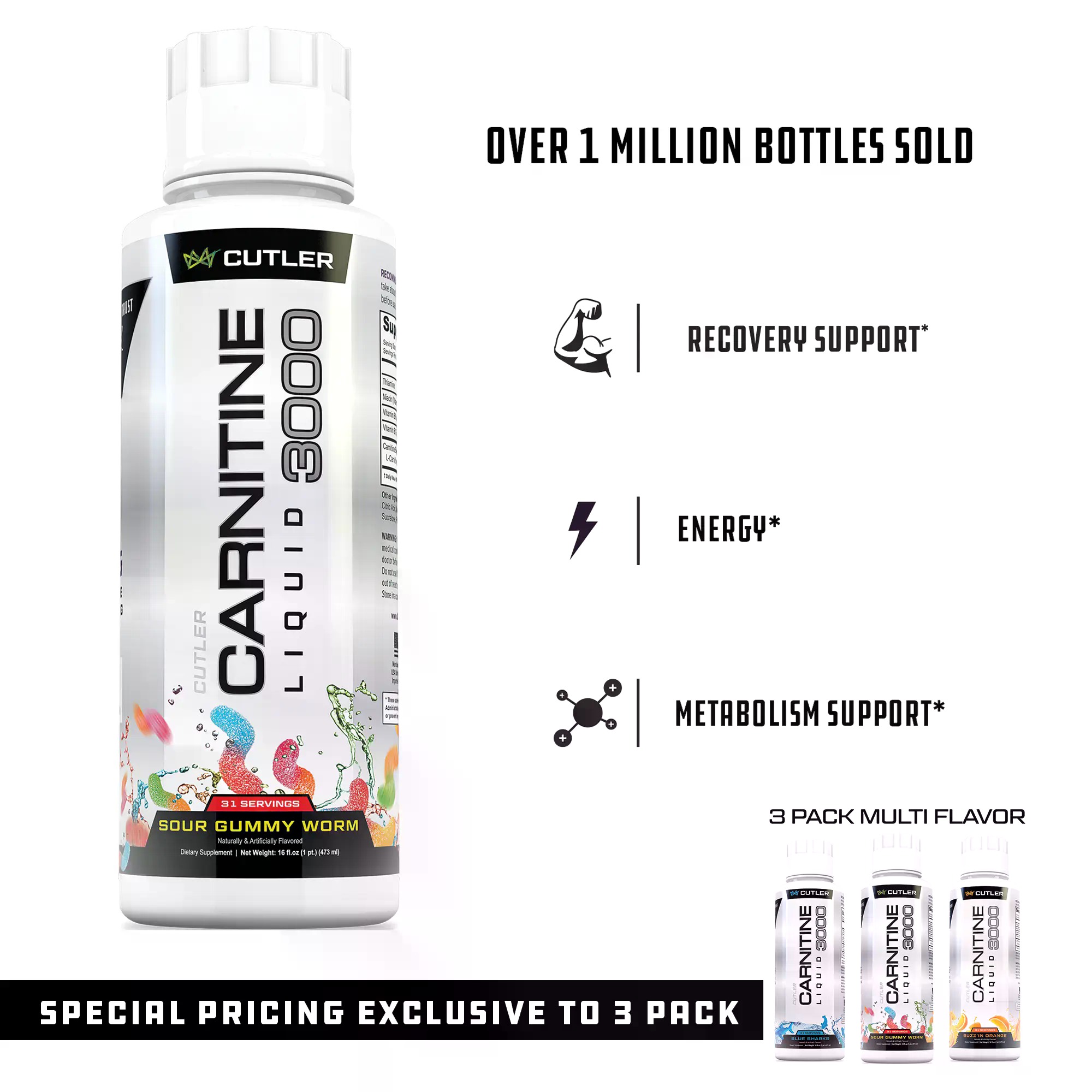 Nutrition Fitness Supplements - Cutler Nutrition Liquid Carnitine 3000 untuk