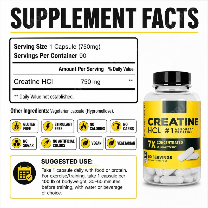 Creatine HCl 750mg 90 Kapsul P - Nutrition Fitness Supplements ulasan dan harga